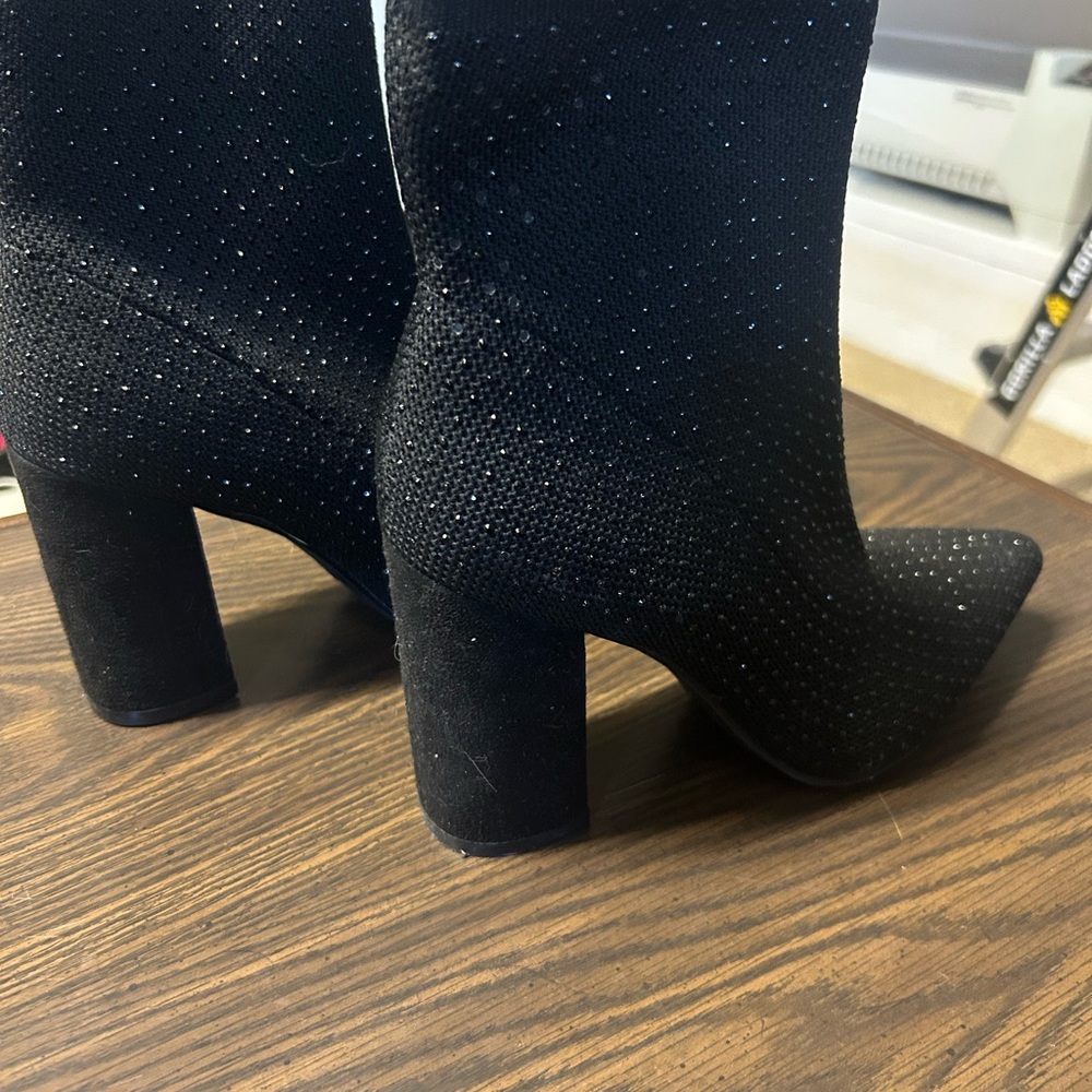 MIA Black Sparkle Heeled Boots